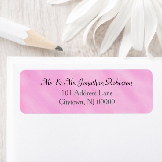 Étiquette Mariage à l'aquarelle rose clair (En situation)