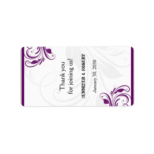 Étiquette Mariage à lèvres en argent et violet (Devant)