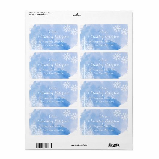 Étiquette Mariage abstrait d'aquarelle moderne (Feuille entière)