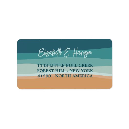 Étiquette Mariage Abstrait Ocean Beach (Devant)