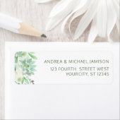 Étiquette Mariage Adresse Aquarelle Succulente Verdure (En situation)