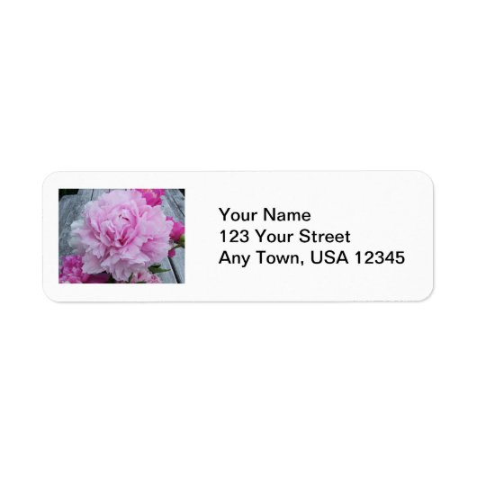 Étiquette Mariage Adresse de retour Lâches Peonies roses Fle (Devant)