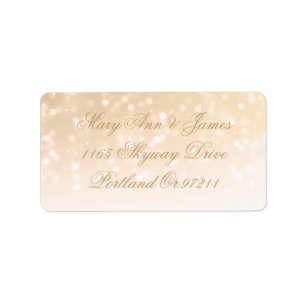 Étiquette Mariage Adresse Gold Bokeh Sparkle Lights