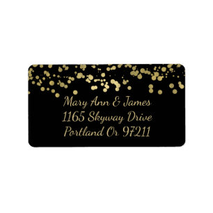 Étiquette Mariage Adresse Gold Foil Confetti
