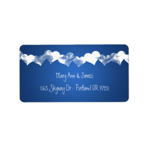 Étiquette Mariage Adresse Grunge Hearts Bleu