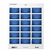 Étiquette Mariage Adresse Sparkling String Bleu (Feuille entière)