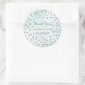 Étiquette Mariage Aquarelle bleu Argent Confetti (Sac)