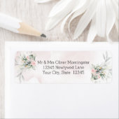 Étiquette Mariage | Aquarelle de feuillage rustique rose Flo (En situation)