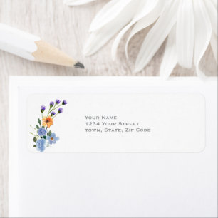 Étiquette Mariage aux aquarelles de fleurs sauvages
