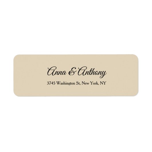 Étiquette Mariage Beige Professionnel Créatif Élégant Plat (Devant)