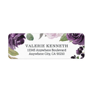 Étiquette Mariage blanc floral élégant violet et argenté