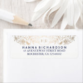 Étiquette Mariage blanc Floral Or (En situation)