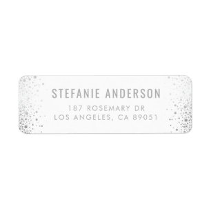 Étiquette Mariage blanc moderne à huile d'argent Confetti
