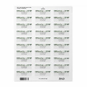 Étiquette Mariage Blanc Moderne avec Feuillage Minimal (Feuille entière)
