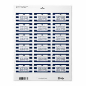 Étiquette Mariage bleu et blanc de la marine moderne chic (Feuille entière)