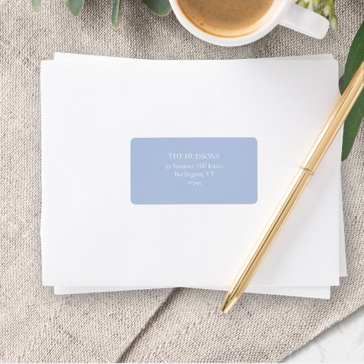 Étiquette Mariage bleu et blanc Dusty simple