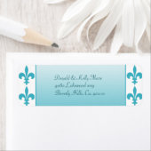 Étiquette Mariage bleu et blanc Fleur De Lis (En situation)