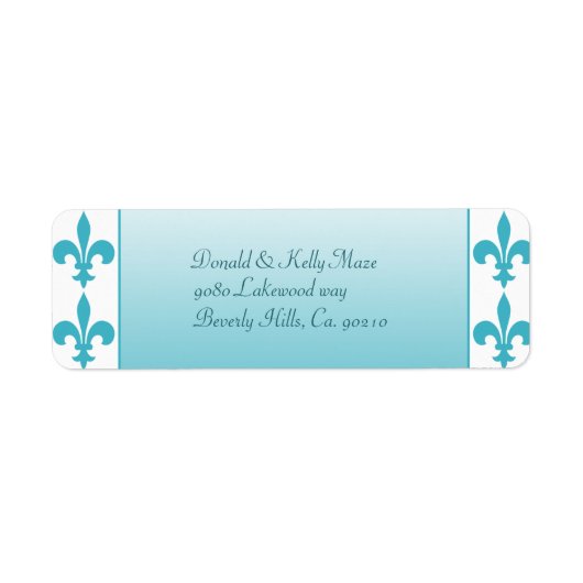 Étiquette Mariage bleu et blanc Fleur De Lis (Devant)