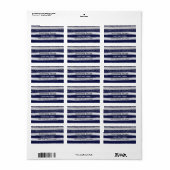 Étiquette Mariage bleu marine et argent (Feuille entière)