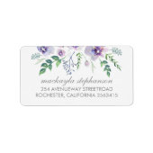 Étiquette Mariage bleu violet d'aquarelle (Devant)