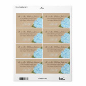 Étiquette Mariage Blue Hydrangea Bouquet (Feuille entière)