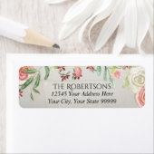 Étiquette Mariage Blush Ivory Roses Bois | Adresse de retour (En situation)