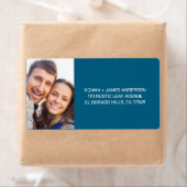 Étiquette Mariage Boho bleu foncé (En situation)
