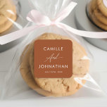 Étiquette Mariage Boho Terracotta<br><div class="desc">Sticker Étiquette personnalisé Mariage Boho en terre cuite.</div>