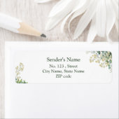 Étiquette Mariage botanique à l'eucalyptus et aux fleurs bla (En situation)