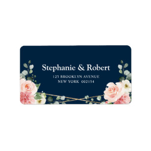 Étiquette Mariage botanique géométrique de la marine florale