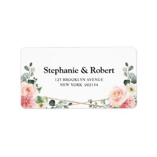 Étiquette Mariage botanique géométrique rose pâle
