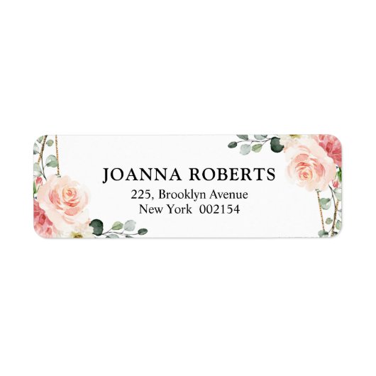 Étiquette Mariage botanique géométrique rose pâle (Devant)