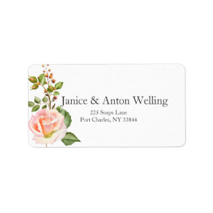 Étiquette Mariage botanique rose pâle