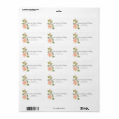 Étiquette Mariage botanique rose pâle (Feuille entière)