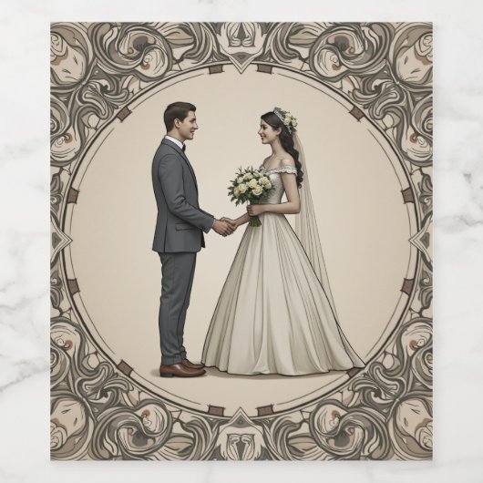 Étiquette mariage bouteille de vin (Étiquettes simples)