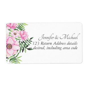 Étiquette Mariage budgétaire Feuille de taille florale rose