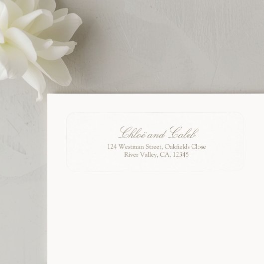 Étiquette Mariage calligraphie minimaliste blanc