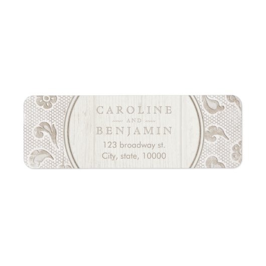 Étiquette Mariage campagnard de dentelle rustique adresse de (Devant)