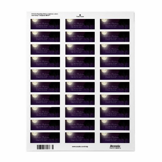 Étiquette Mariage céleste Starry Night Tree (Feuille entière)