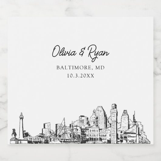 Étiquette Mariage Champagne Baltimore (Étiquettes simples)