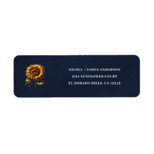 Étiquette Mariage Champêtre Fleur de Tournesol Bleu