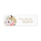 Étiquette Mariage Champêtre Fleurs Rose Foncé Citrouille Ros (Devant)