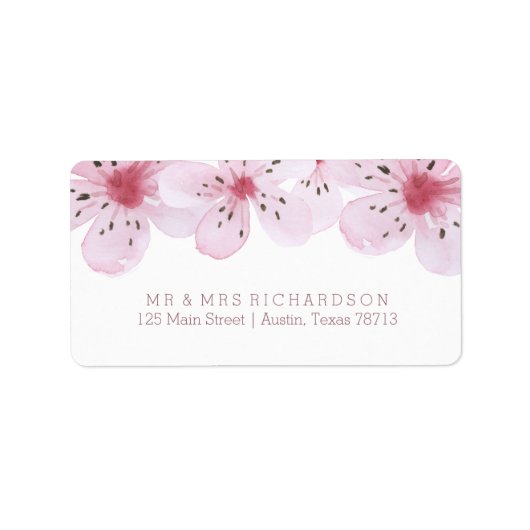 Étiquette Mariage chic en fleurs de cerises (Devant)