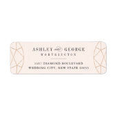 Étiquette Mariage Chic Géométrique Monogramme Gemme Diamant (Devant)