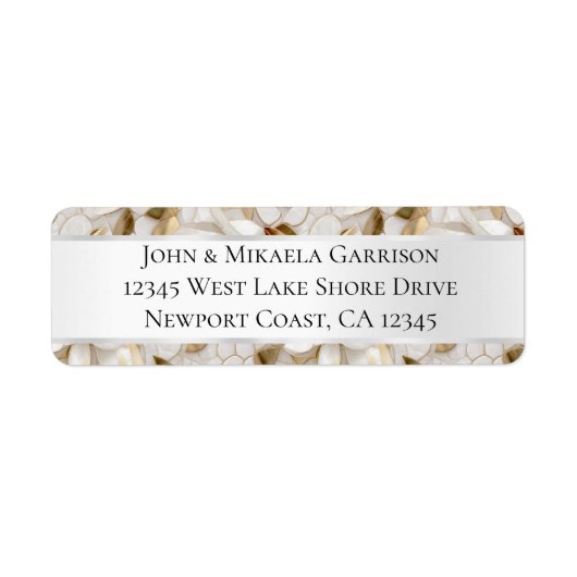 Étiquette Mariage Chic Gold Glam White Lotus Flowers (Devant)