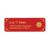 Étiquette Mariage chinois cadre double xi adresse de retour (Devant)