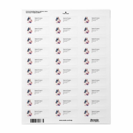 Étiquette Mariage classique Boho Floral (Feuille entière)