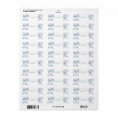 Étiquette Mariage Classique Fleurs et Rubans Bleu Français (Feuille entière)