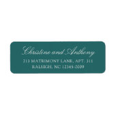 Étiquette Mariage Classique Teal Ancien Argent (Devant)