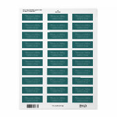 Étiquette Mariage Classique Teal Ancien Argent (Feuille entière)